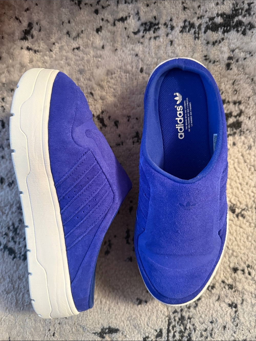 adidas Slip-On Suede Sneakers in Cobalt/Blue with White Sole